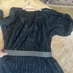 Low V Button Raglan Sleeve Cotton Lurex Gauze breathy dress Any belt works Light